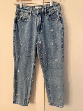 PacSun Daisy Embroidered Mom Jeans Size 24